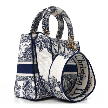 Christian Dior Canvas Reverse Embroidered Rêve d'Infini Medium Lady D-Lite Blue Multicolor 3 of 9