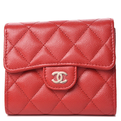Chanel Caviar Quilted Compact Flap Wallet Red 1 of 9