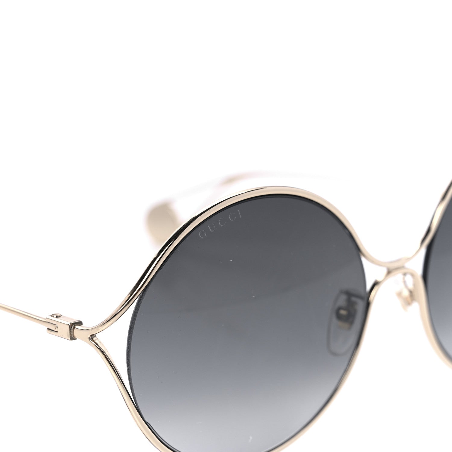 Gucci Metal Round Pearl Tip Sunglasses GG0253S Gold 7 of 8
