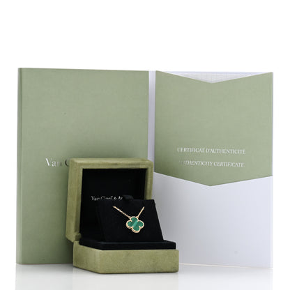 Van Cleef & Arpels 18K Yellow Gold Malachite Vintage Alhambra Pendant Necklace 5 of 5
