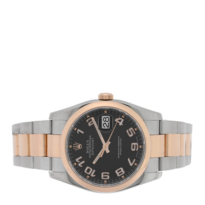 Rolex Stainless Steel 18K Everose Gold 36mm Oyster Perpetual Datejust Watch Black 116201 2 of 5