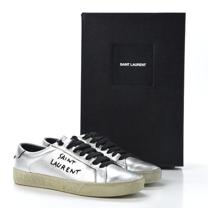 Saint Laurent Metallic Calfskin Womens Court Classic Sneakers 36 Silver 10 of 10