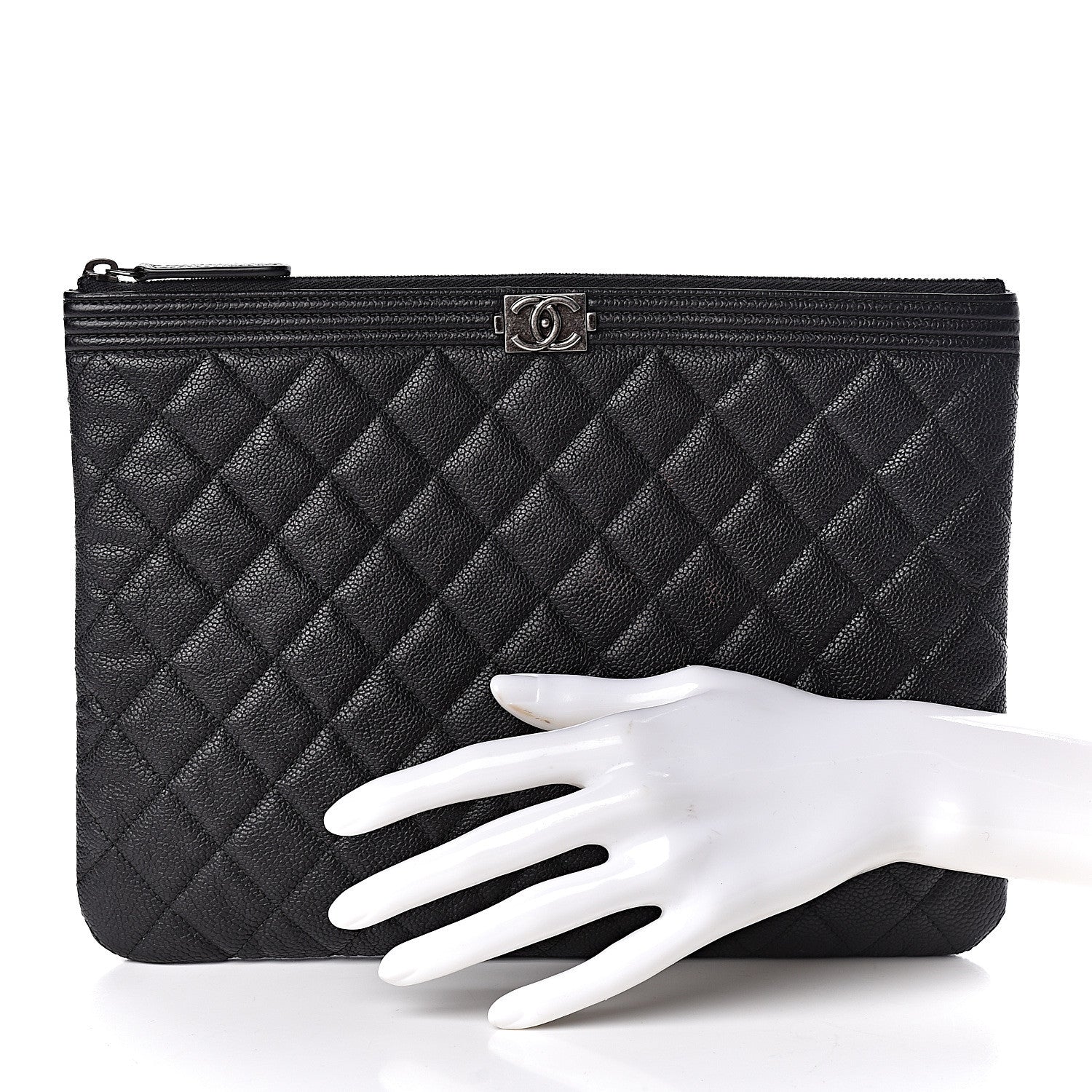 Chanel Caviar Quilted Medium Boy Cosmetic Case Black 2 of 8