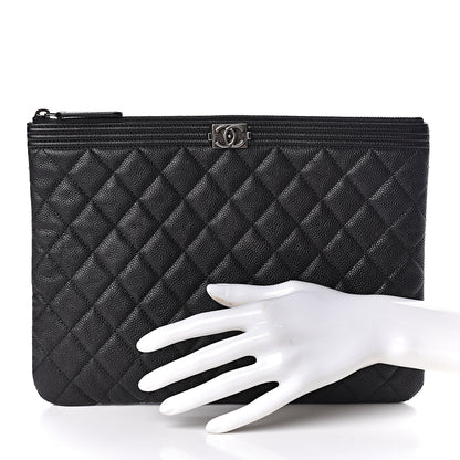 Chanel Caviar Quilted Medium Boy Cosmetic Case Black 2 of 8