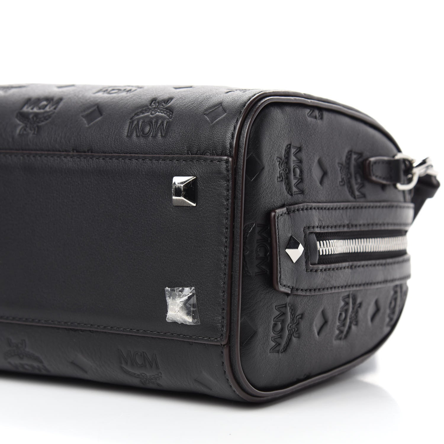 MCM Calfskin Ottomar Monogram Essential Boston Bag Black 7 of 11
