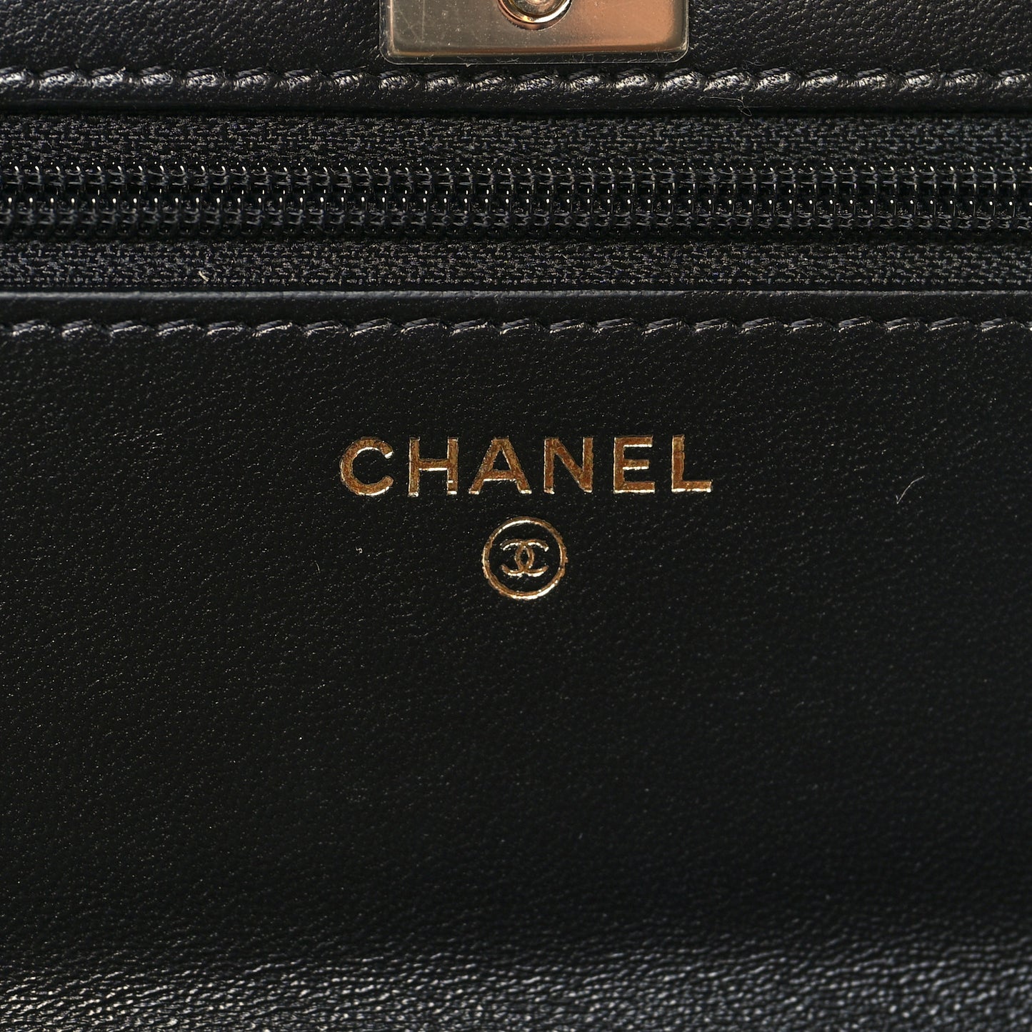 Lambskin Quilted Trendy CC Wallet On Chain WOC Black