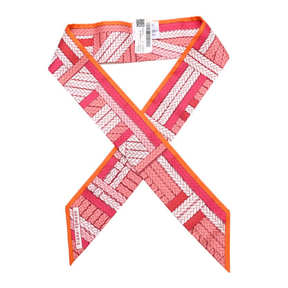 Hermes Silk Tresses H Twilly Rose Vif Orange White 1 of 4