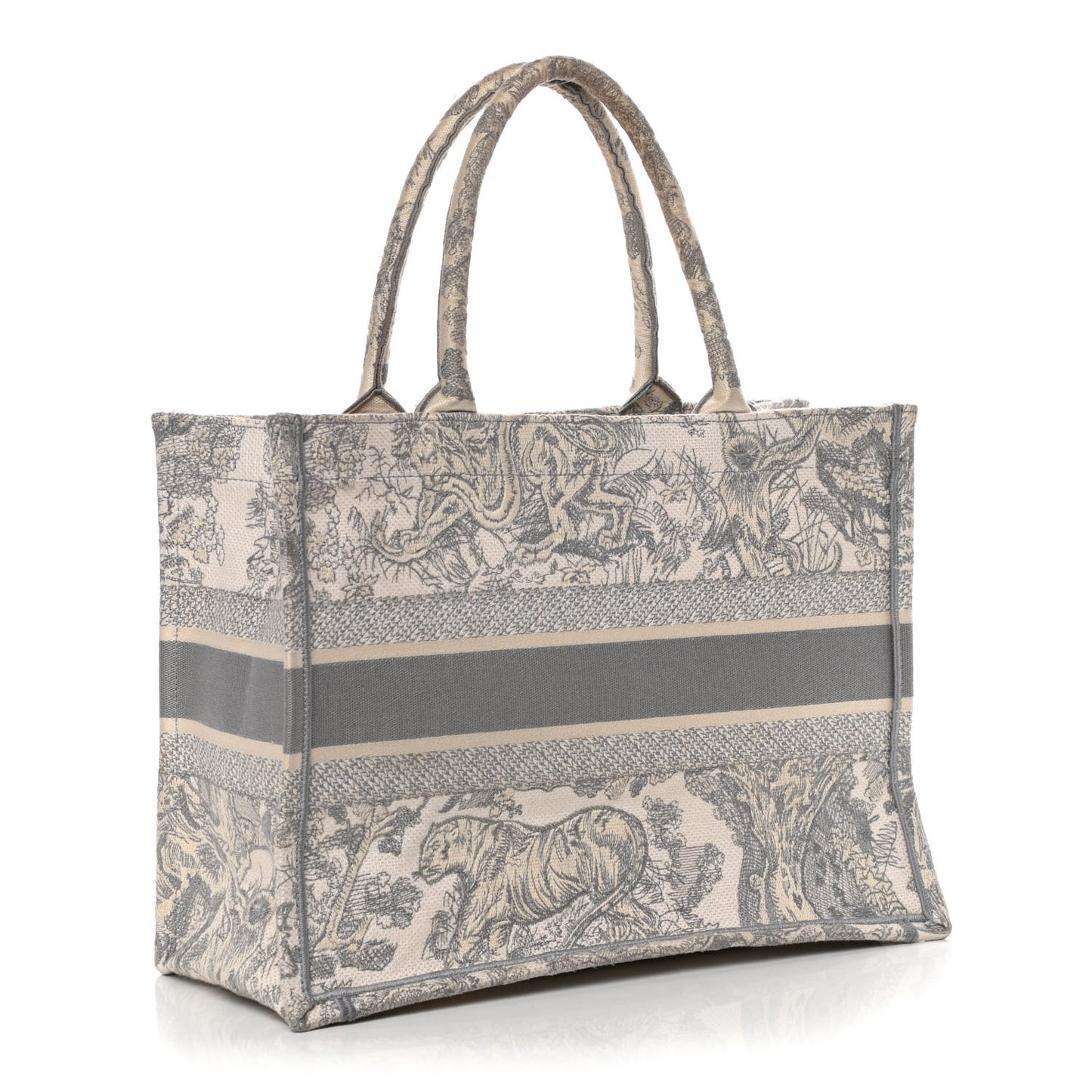 Canvas Embroidered Medium Dioriviera Toile De Jouy Book Tote Gray