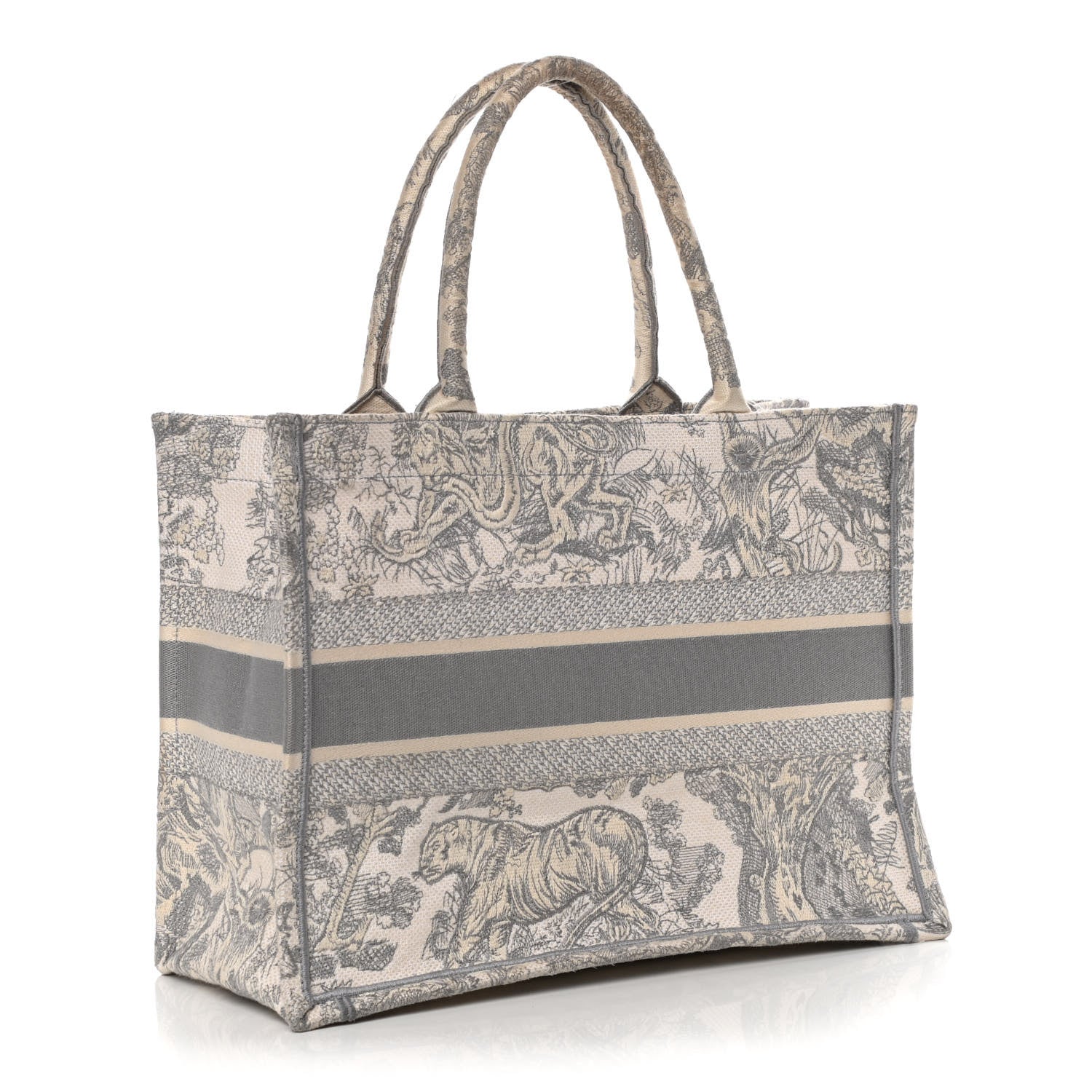 Christian Dior Canvas Embroidered Medium Dioriviera Toile De Jouy Book Tote Gray 3 of 23