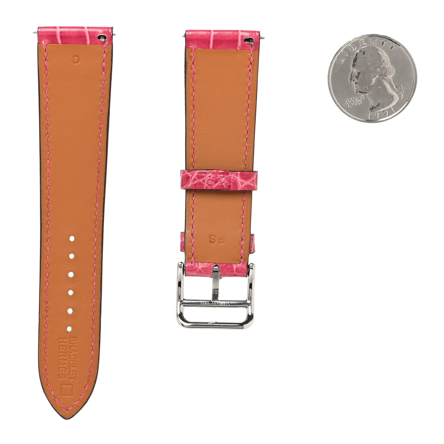 Hermes Matte Alligator Heure H Hour Watch 30mm Strap Fuchsia 2 of 6
