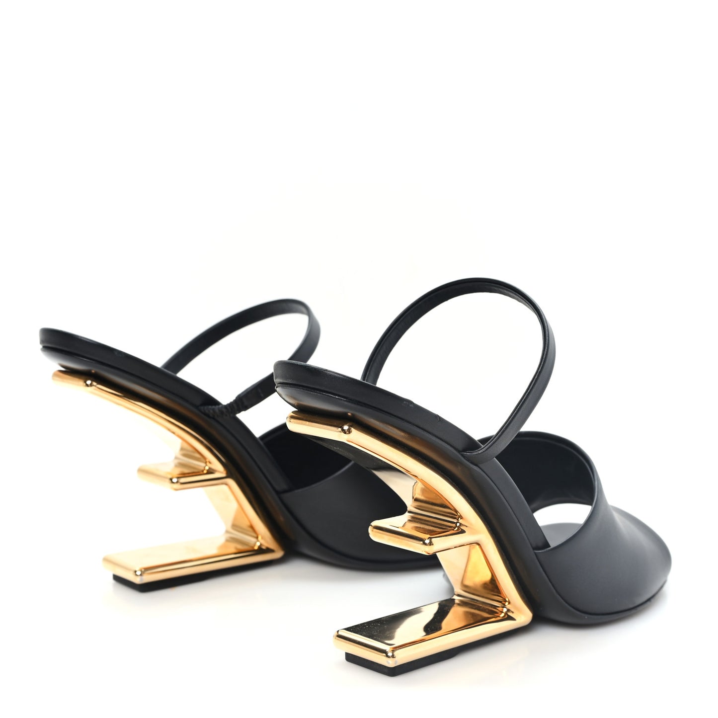 Calfskin Fendi First 95mm Slide Sandals 38 Black