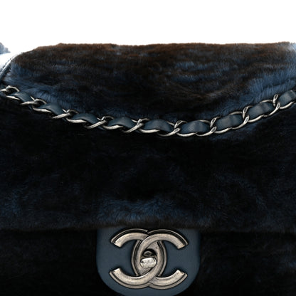 Chanel Rabbit Fur Medium Single Flap Navy Blue 8 of 12