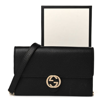 Gucci Dollar Calfskin Interlocking G Chain Wallet Black 10 of 10