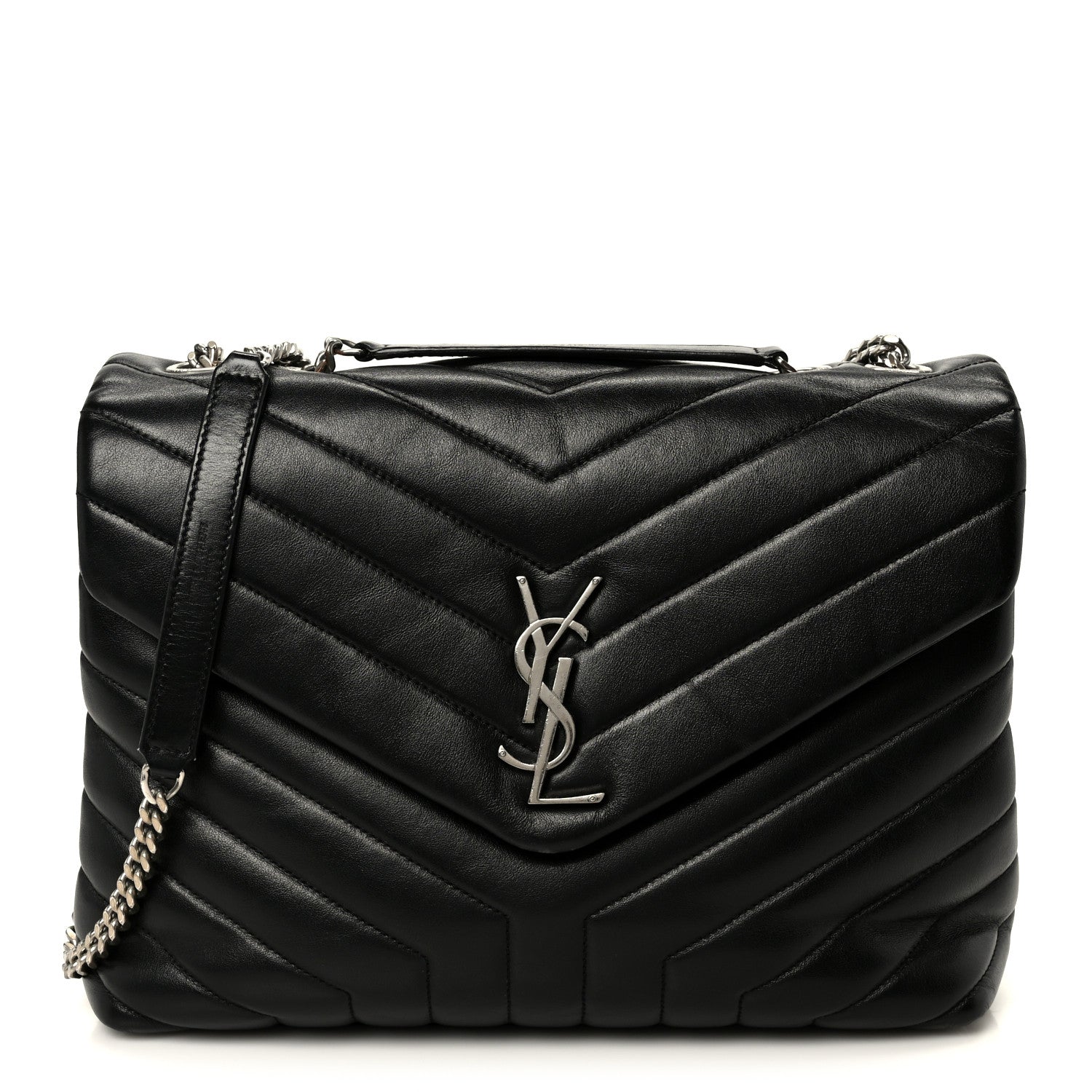 Saint Laurent Calfskin Y Quilted Monogram Medium Loulou Chain Satchel Black 1 of 11