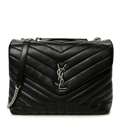 Saint Laurent Calfskin Y Quilted Monogram Medium Loulou Chain Satchel Black 1 of 11