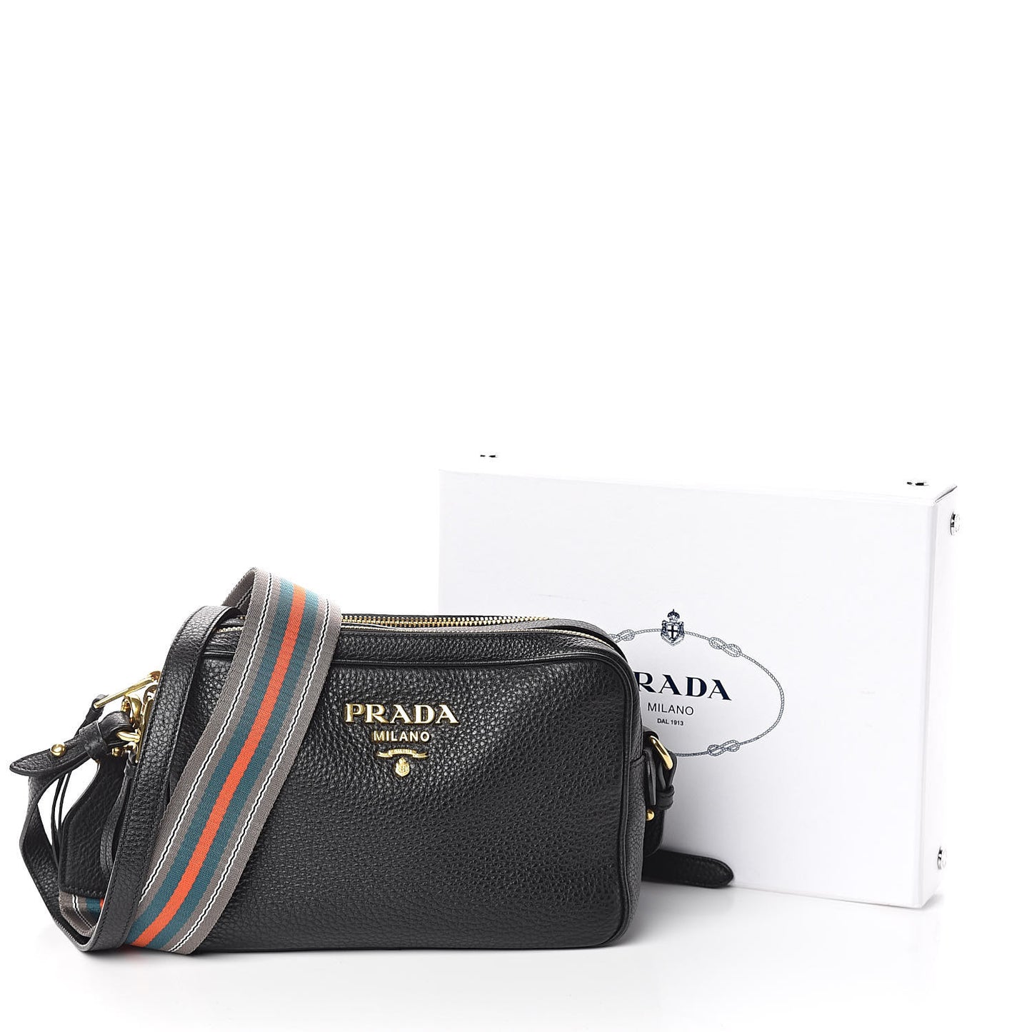 Vitello Daino Medium Double Zip Shoulder Bag Black