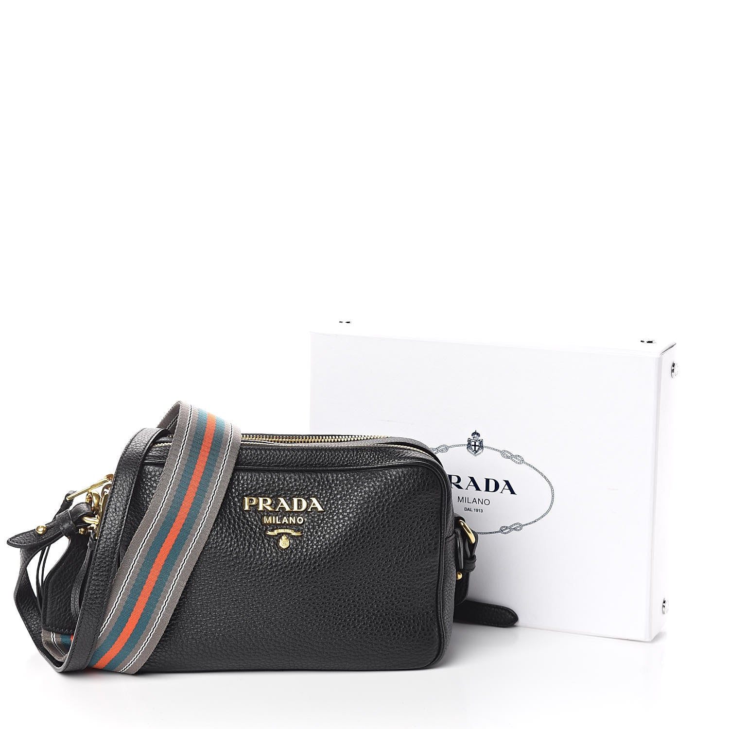 Prada Vitello Daino Medium Double Zip Shoulder Bag Black 11 of 11