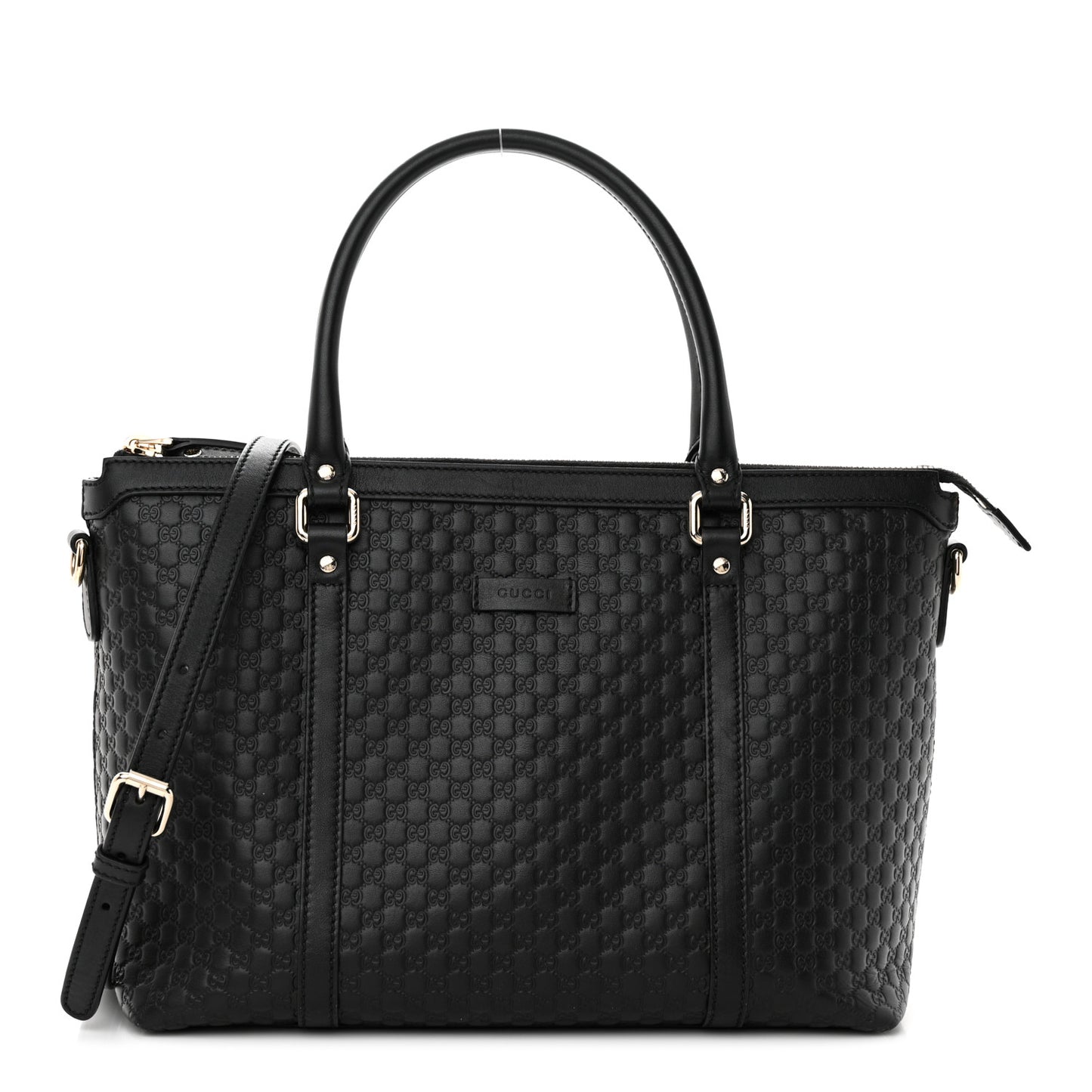 Soft Microguccissima Small Zippered Satchel Black