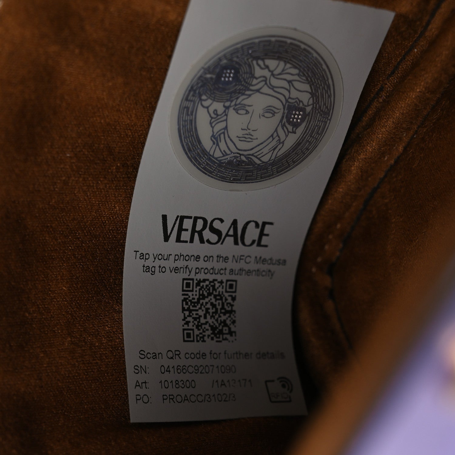 Versace Lambskin Tag Vanity Bag Lilac 7 of 10