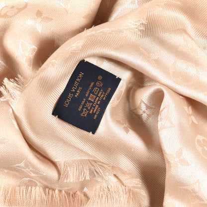 Louis Vuitton Silk Wool Monogram Shawl Beige 3 of 3