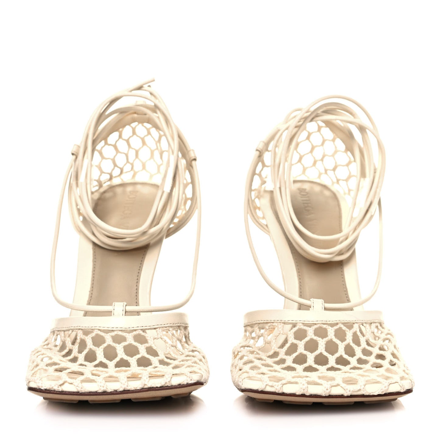 Mesh Nappa Stretch Ankle Tie Sandals 35 Toile