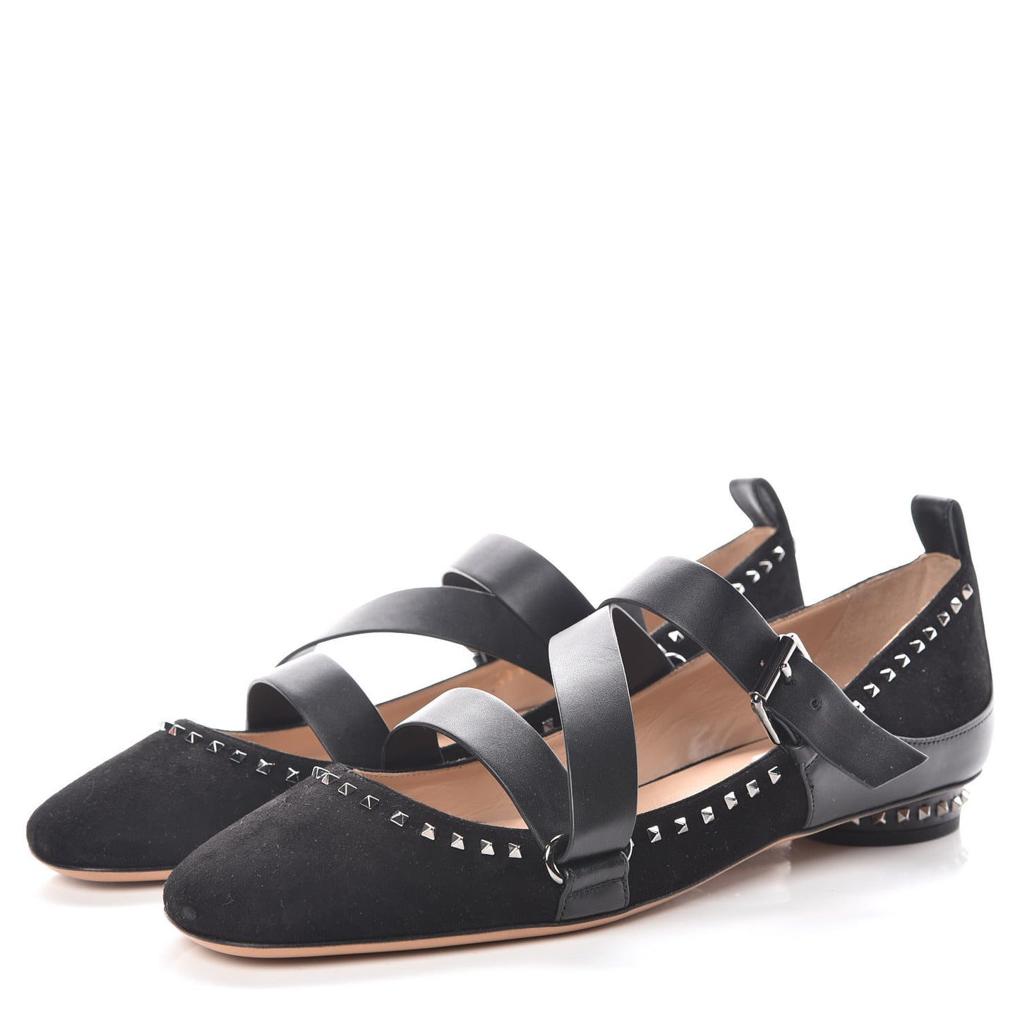 Suede Soul Rockstud Strappy Ballerina Flats 38.5 Black