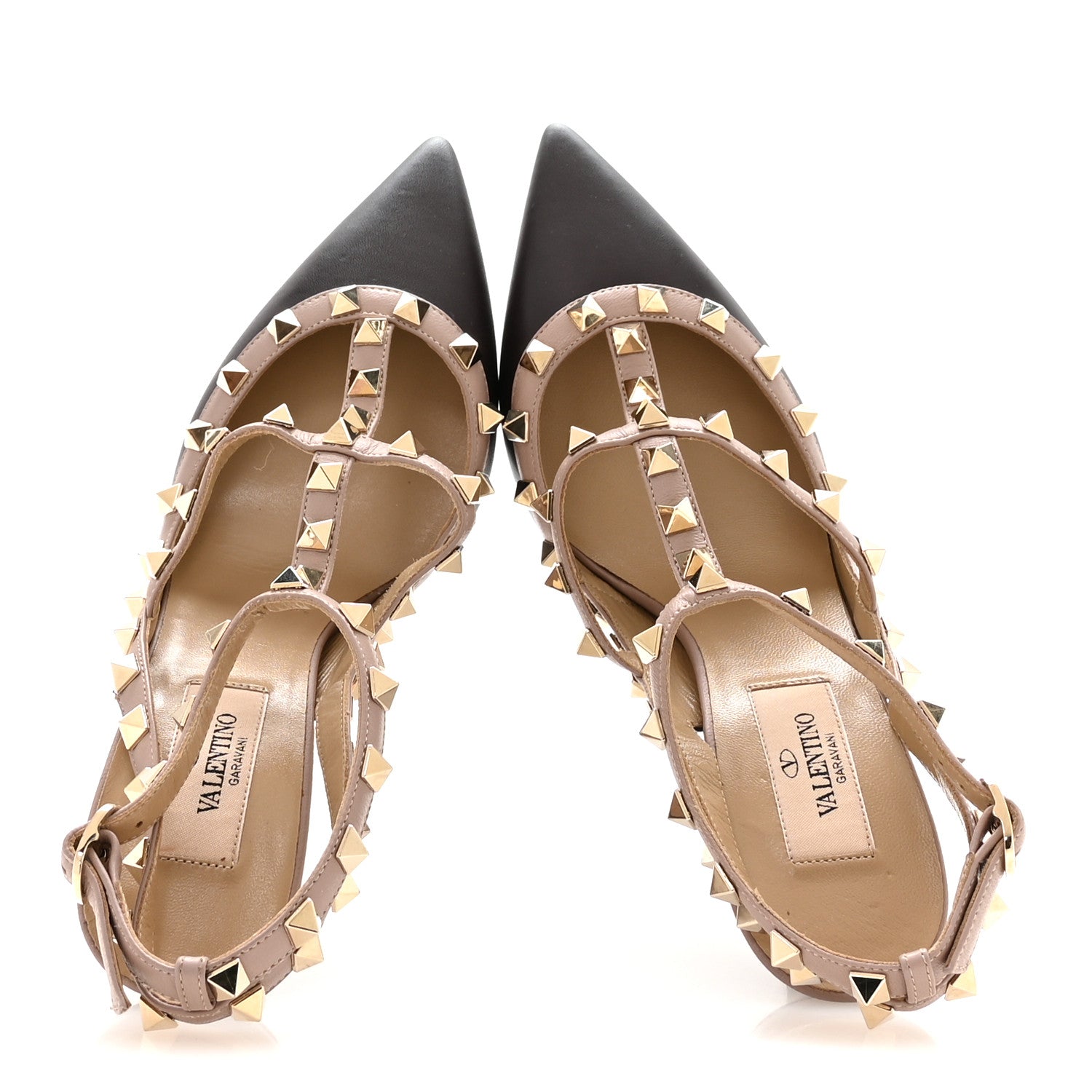 Valentino Garavani Calfskin Nappa Rockstud Ankle Strap 100mm Pumps 37 Cacao Poudre 2 of 8