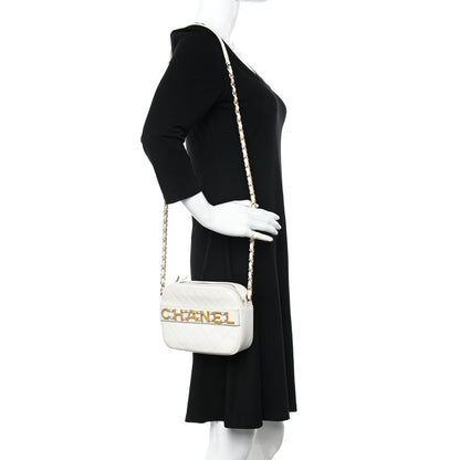 Chanel Calfskin Quilted Enchained Camera Case Bag White 2 of 13