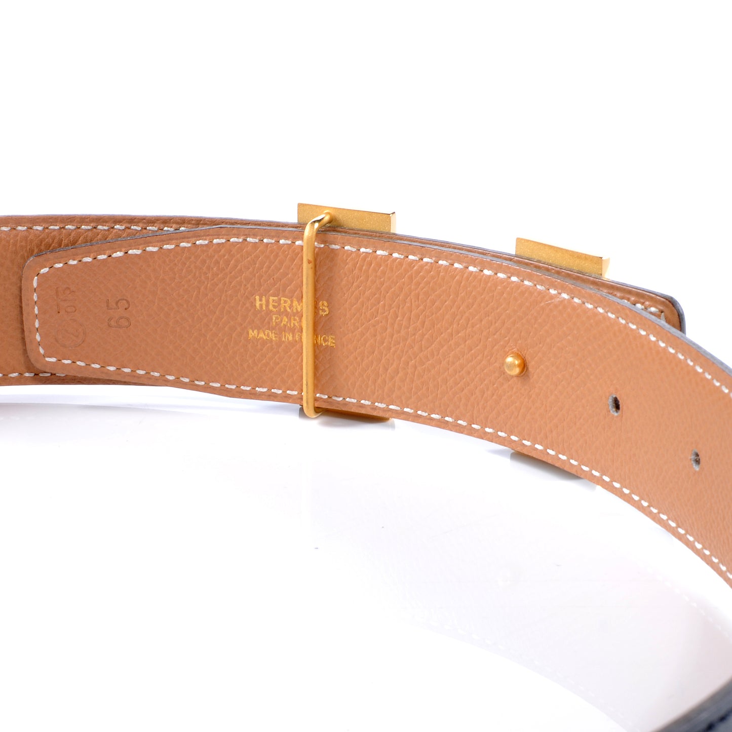 Box Courchevel 32mm H Belt 65 Black Gold