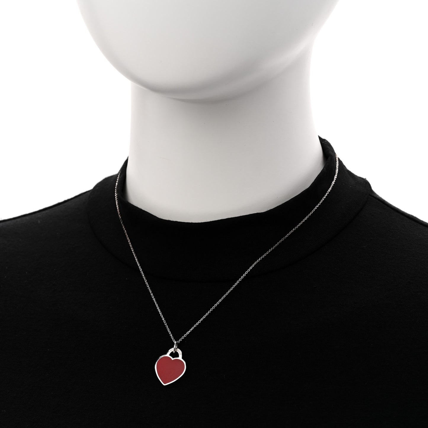 Sterling Silver Enamel Return to Tiffany Heart Pendant Necklace Red