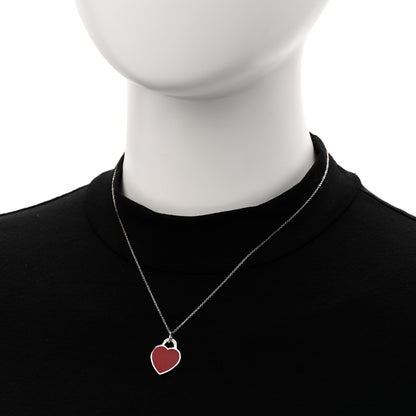Tiffany Sterling Silver Enamel Return to Tiffany Heart Pendant Necklace Red 2 of 5