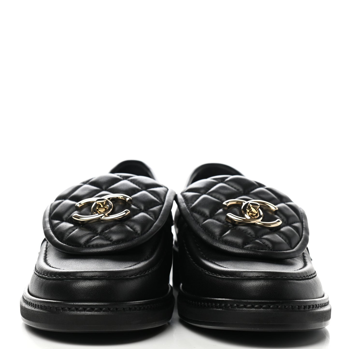 Lambskin Quilted CC Turnlock Loafers 37 Black