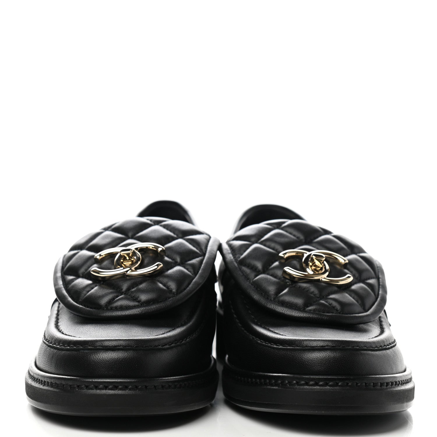 Chanel Lambskin Quilted CC Turnlock Loafers 37 Black 2 of 9