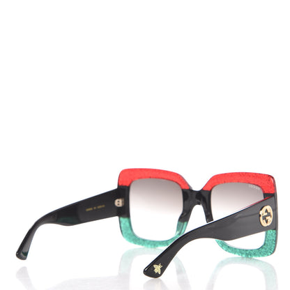 Gucci Square Frame GG0083S Sunglasses Glitter Red Black Green 4 of 6
