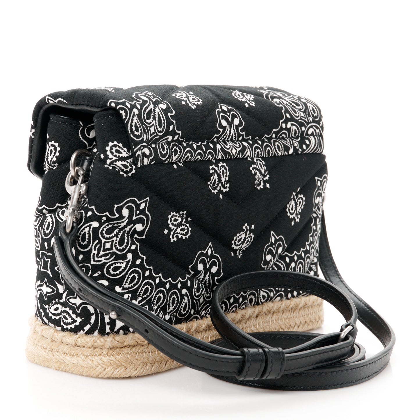 Cotton Bandana Y Quilted Monogram Toy Loulou Crossbody Bag Black White