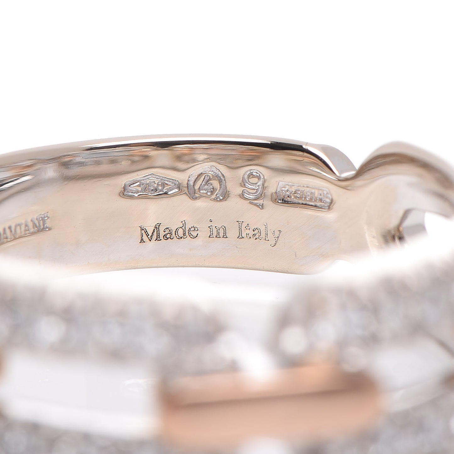 18K White Pink Gold Diamond Chain Link Band Ring 53 6.25