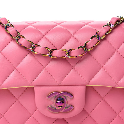 Chanel Lambskin Quilted Mini Rectangular Flap Pink Yellow 11 of 11