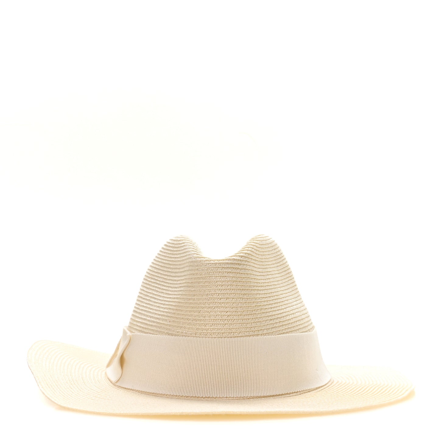 Raffia Bamboo GG Fedora Hat M White
