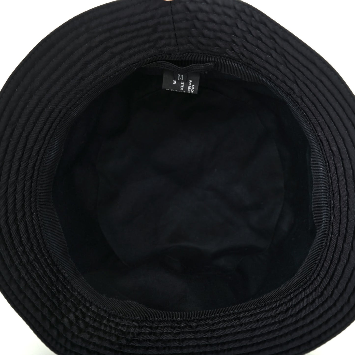 Tessuto Nylon Metal Triangle Logo Mens Bucket Hatt M Black