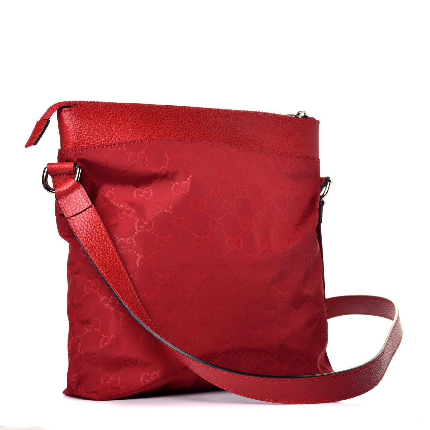 Nylon Monogram Dollar Calfskin Flat Messenger Bag Vibrant Red