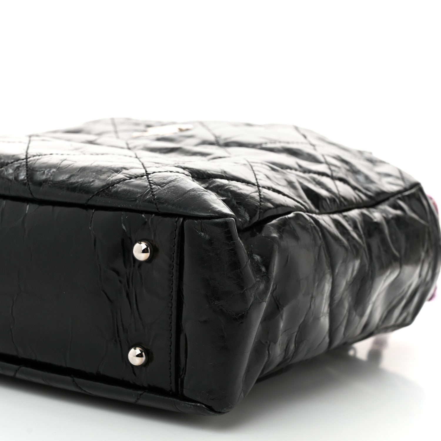 Chanel Glazed Calfskin Quilted Tweed Portobello Tote Black Pink 10 of 10