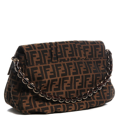 Fendi Zucca Patent Mia Shoulder Flap Tobacco 3 of 9