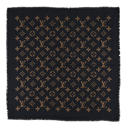 Louis Vuitton Wool Silk Monogram Giant Jungle Shawl Black 1 of 4