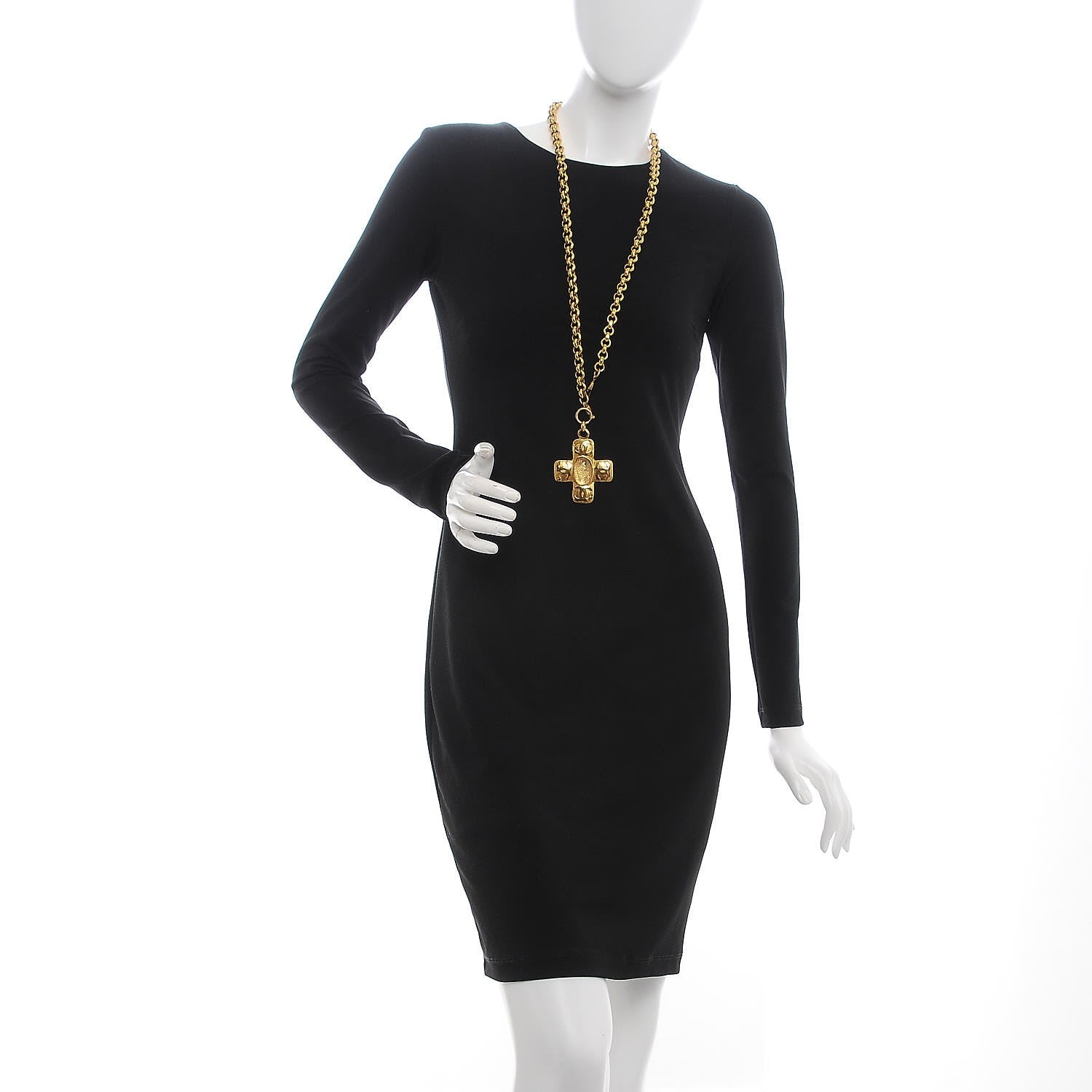 Chanel Chain CC Cross Necklace Gold 2 of 6