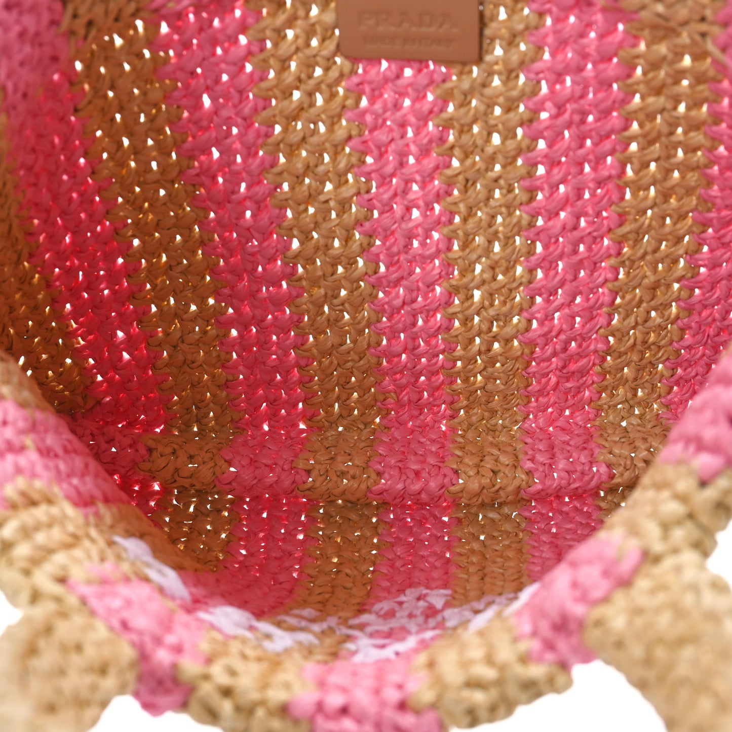 Yarn Raffia Effect Crochet Striped Small Logo Tote Naturale Petalo