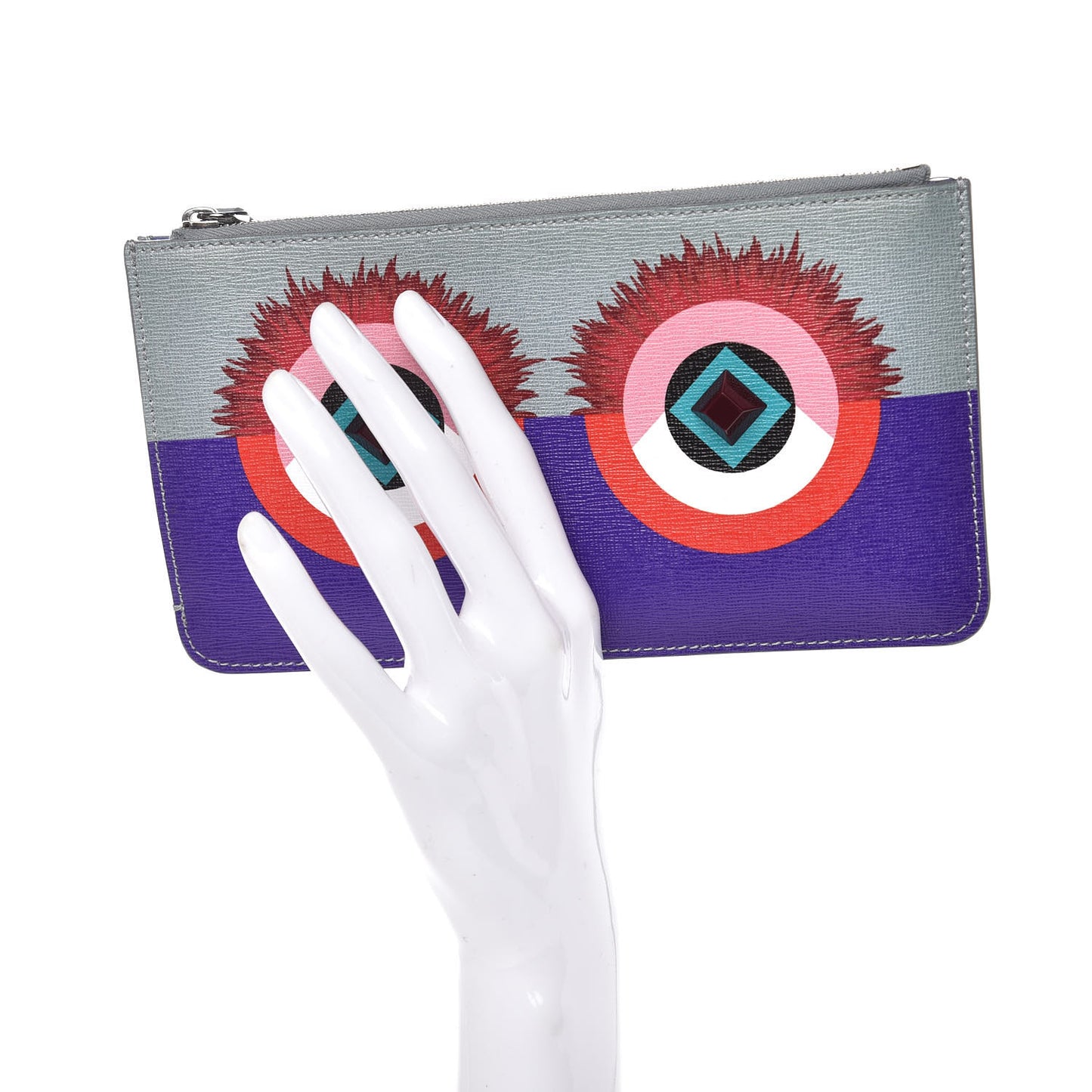 Vitello Elite Studded Hypnoteyes Zip Pouch Polvere Multicolor