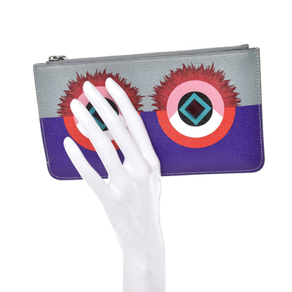 Fendi Vitello Elite Studded Hypnoteyes Zip Pouch Polvere Multicolor 2 of 9