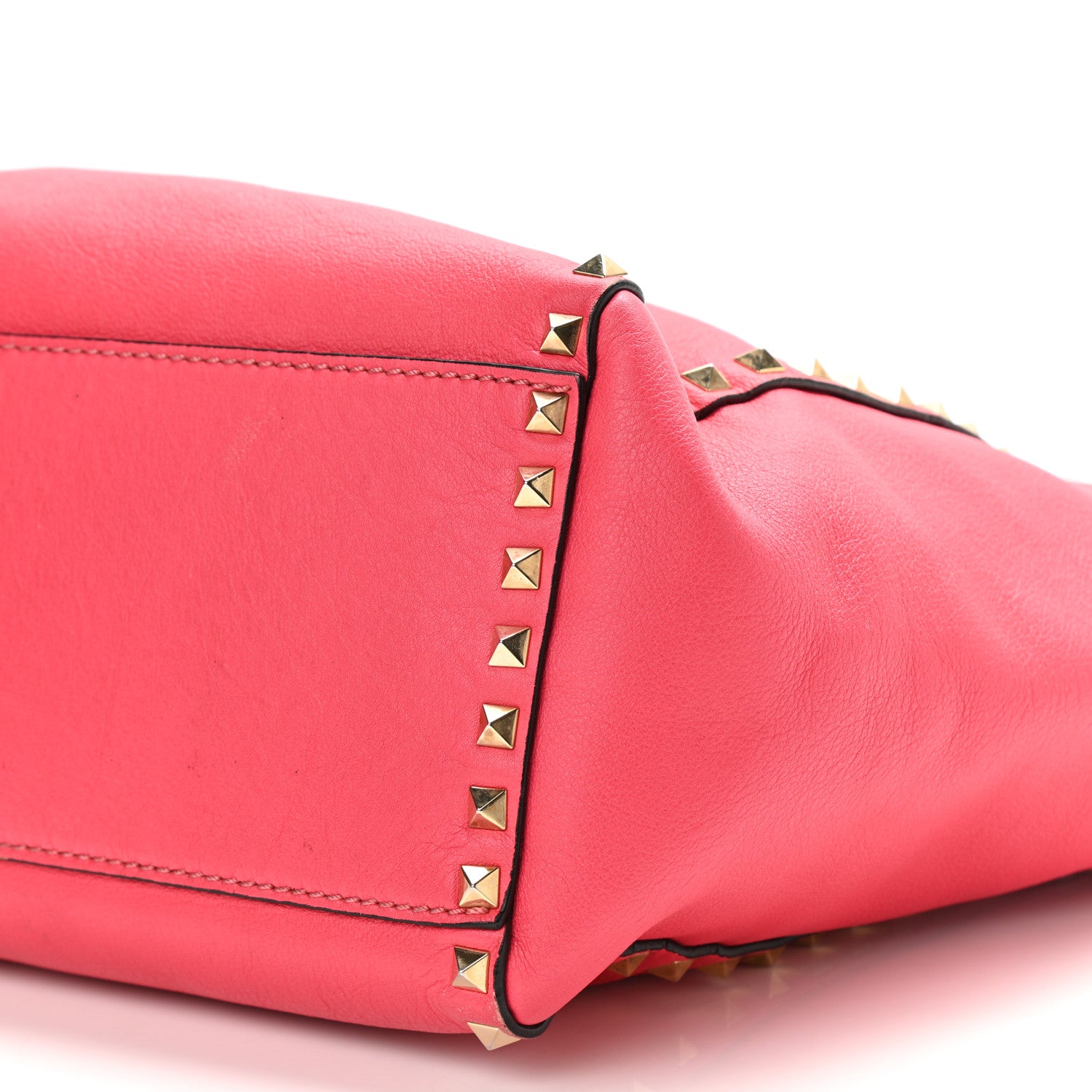 Valentino Garavani Vitello Rockstud Double Handle Tote Deep Rose 11 of 17