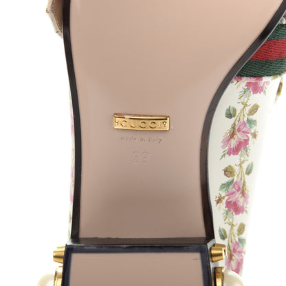 Gucci Calfskin Web Pearl Floral Embellished Peyton Loafer 39 White Multicolor 8 of 10