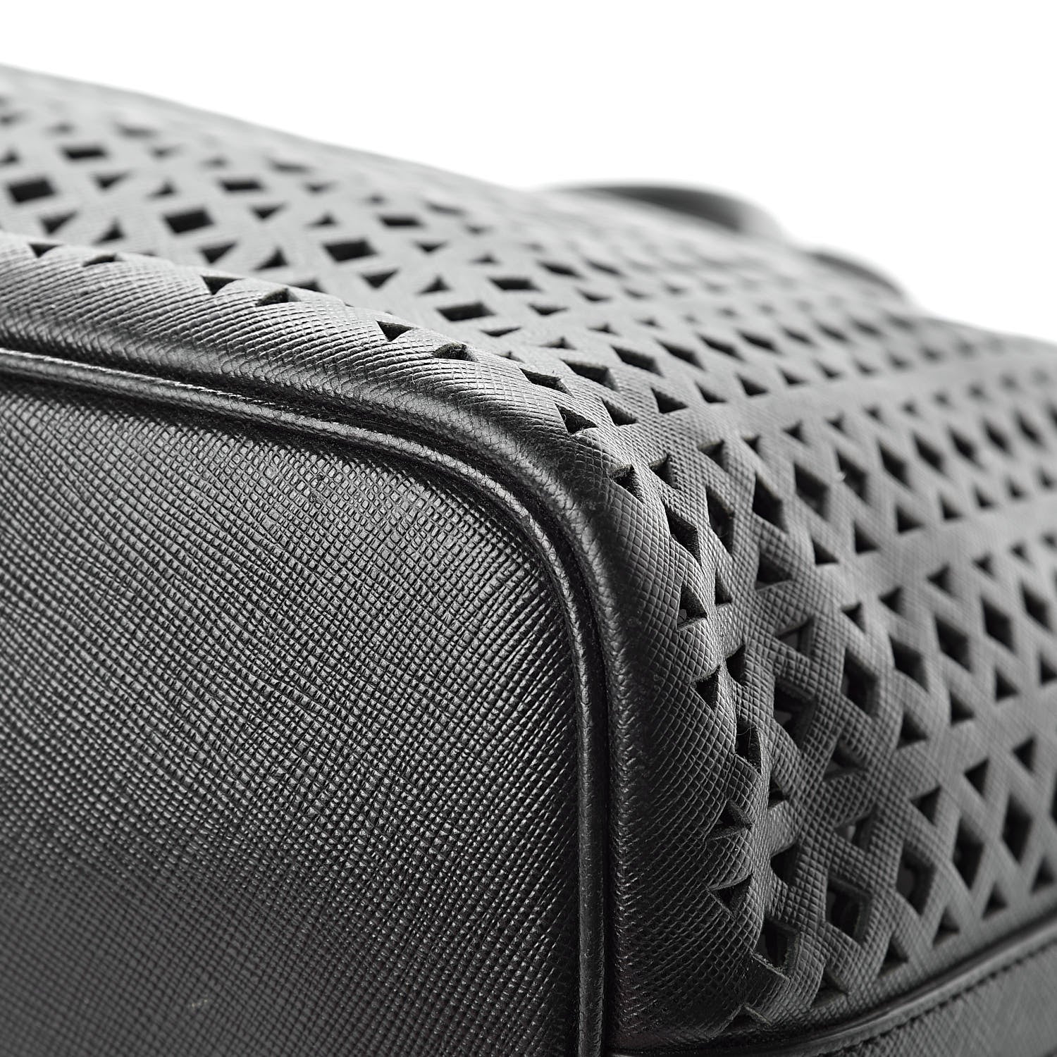 Prada Saffiano Perforated Tote Black 13 of 17
